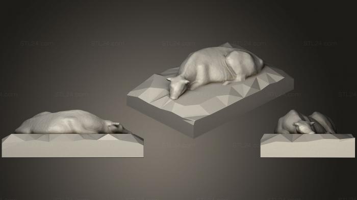 Статуэтки животных (Корова На траве, STKJ_0844) 3D модель для ЧПУ станка